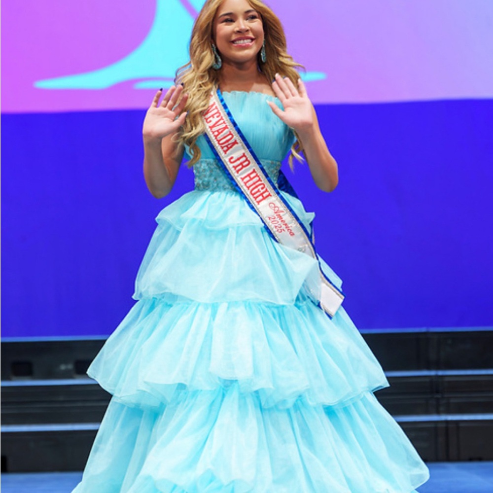 Sherri Hill Strapless Light Blue Dress - Picture 5 of 10